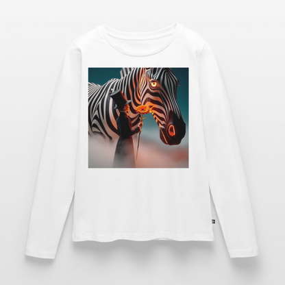 Blumen für ein Zebra | Frauen Premium Bio Langarmshirt - Weiß