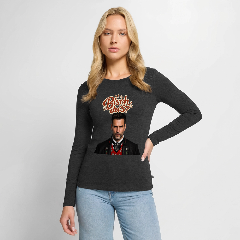 Bisch du’s? – Schwarzwaldkerl | Frauen Premium Bio Langarmshirt - Anthrazit meliert