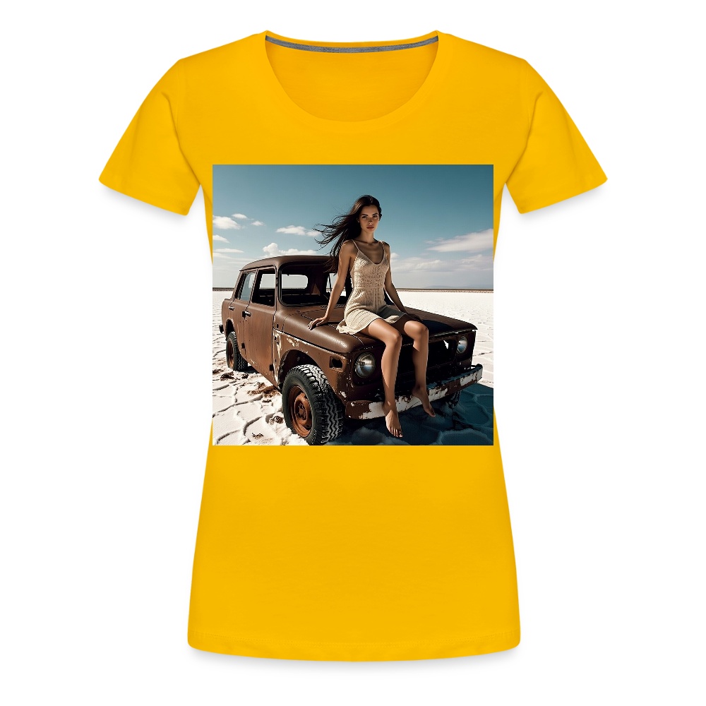 Warten auf irgendwas | Frauen Premium T-Shirt - Sonnengelb