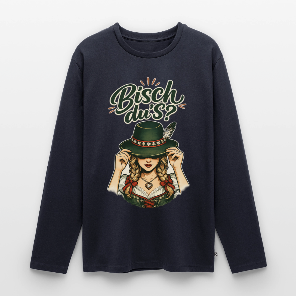 Bisch du’s? – Der Blick sagt alles | Männer Premium Bio Langarmshirt - Navy