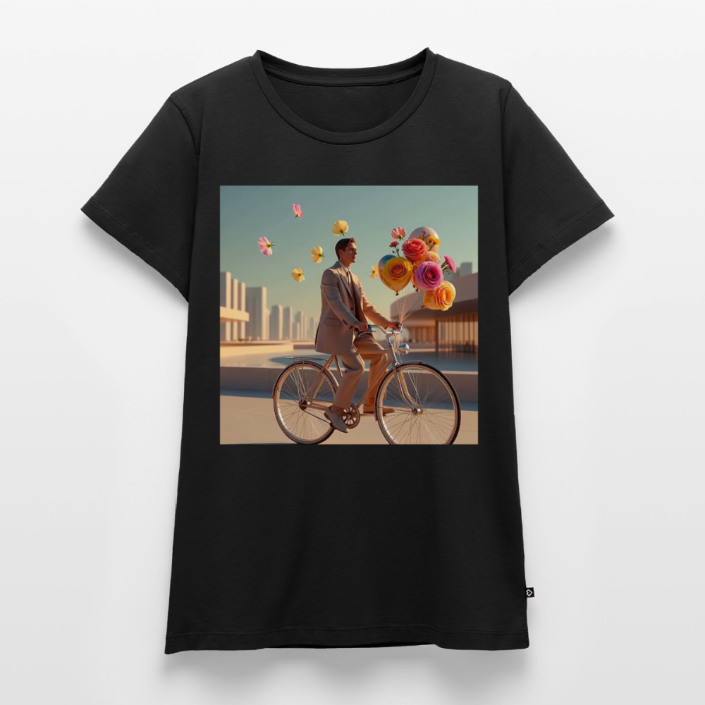 Fahrt ins Ungewisse (mit Blumen) | Frauen Premium T-Shirt - Schwarz