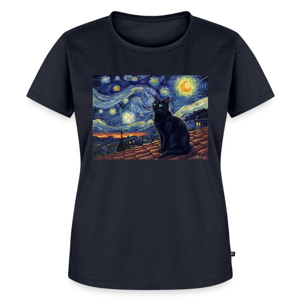 Sternennacht… aber die Katze denkt nach | Frauen Premium T-Shirt - Navy