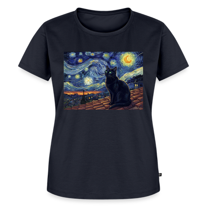 Sternennacht… aber die Katze denkt nach | Frauen Premium T-Shirt - Navy