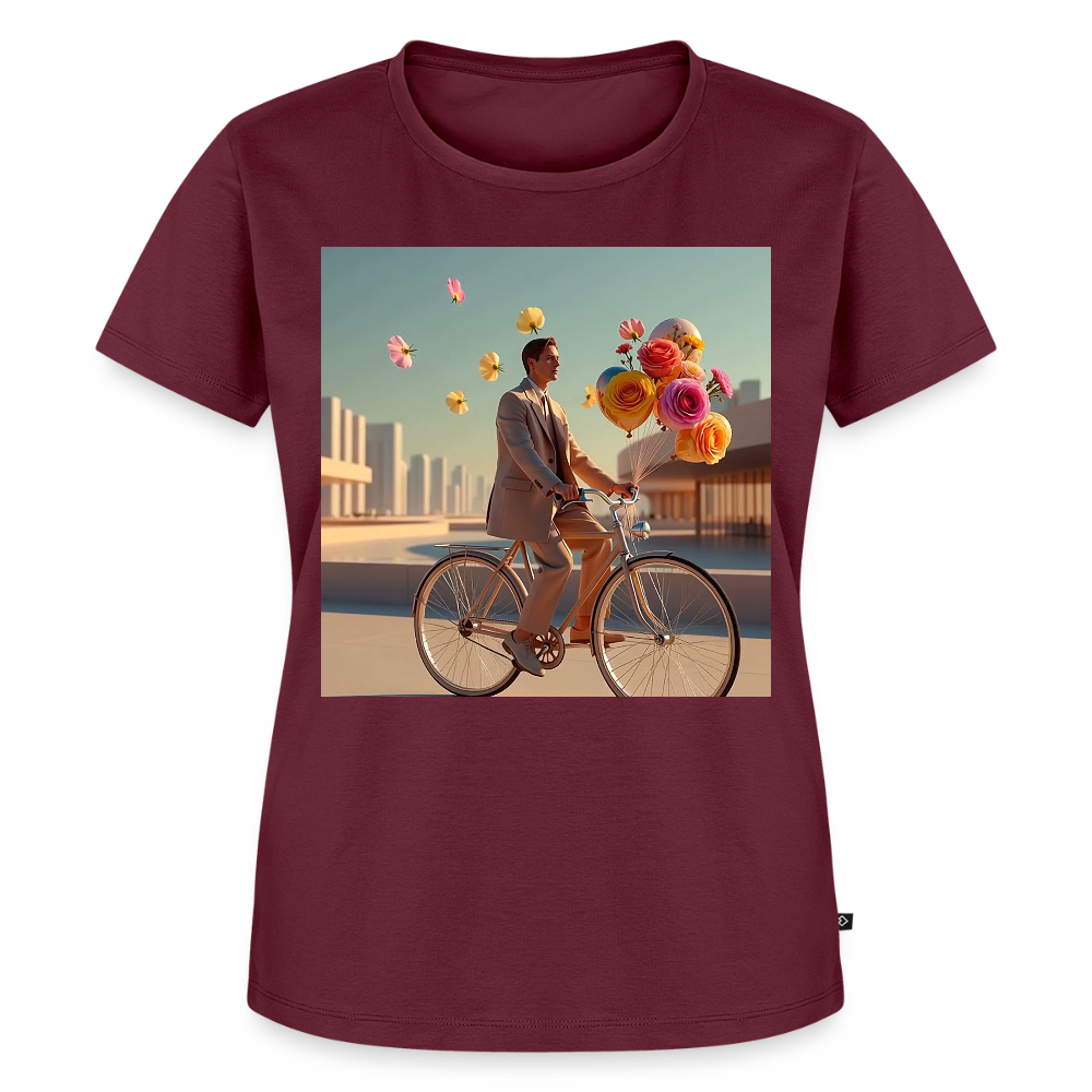 Fahrt ins Ungewisse (mit Blumen) | Frauen Premium T-Shirt - Burgunderrot