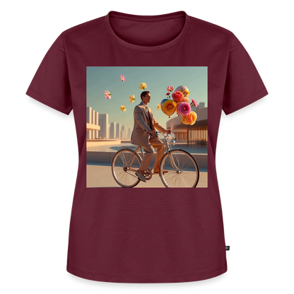 Fahrt ins Ungewisse (mit Blumen) | Frauen Premium T-Shirt - Burgunderrot