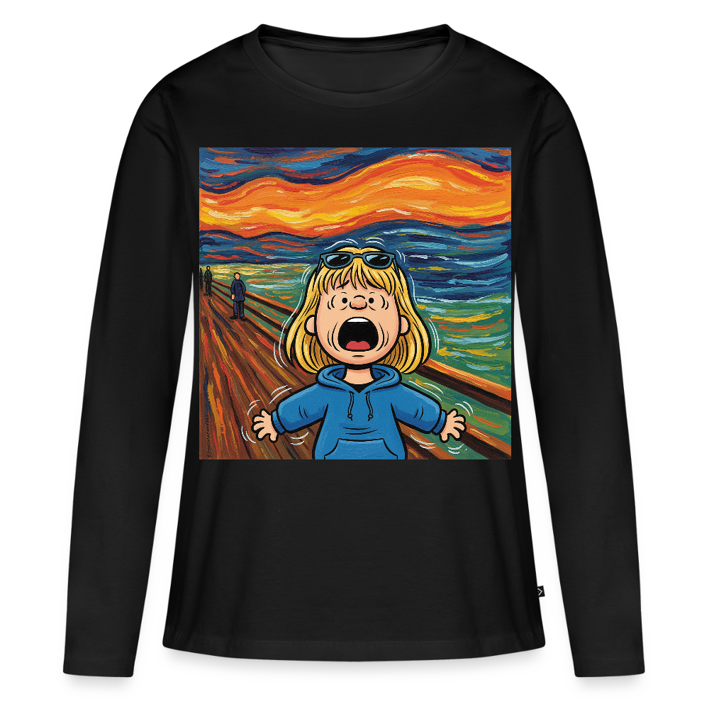 Der Schrei… manchmal bist du es selbst | Frauen Premium Bio Langarmshirt - Schwarz