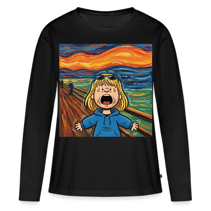 Der Schrei… manchmal bist du es selbst | Frauen Premium Bio Langarmshirt - Schwarz