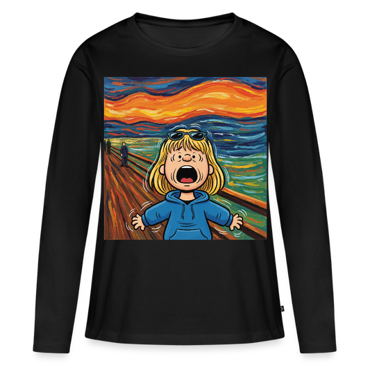 Der Schrei… manchmal bist du es selbst | Frauen Premium Bio Langarmshirt - Schwarz