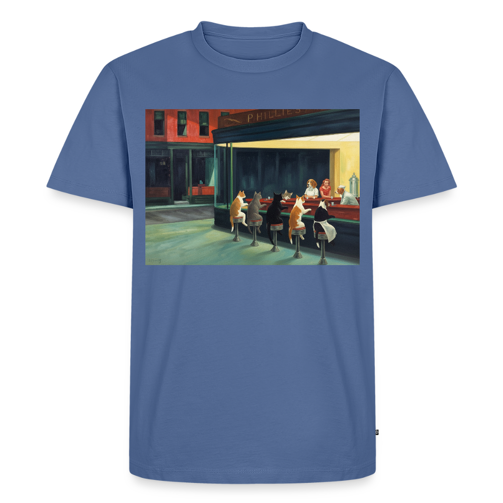 Wenn Hopper Katzen gemalt hätte | Männer Premium T-Shirt - Taubenblau
