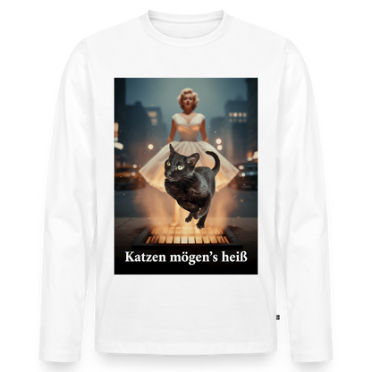 Katzen mögen’s heiß | Männer Premium Bio Langarmshirt - Weiß