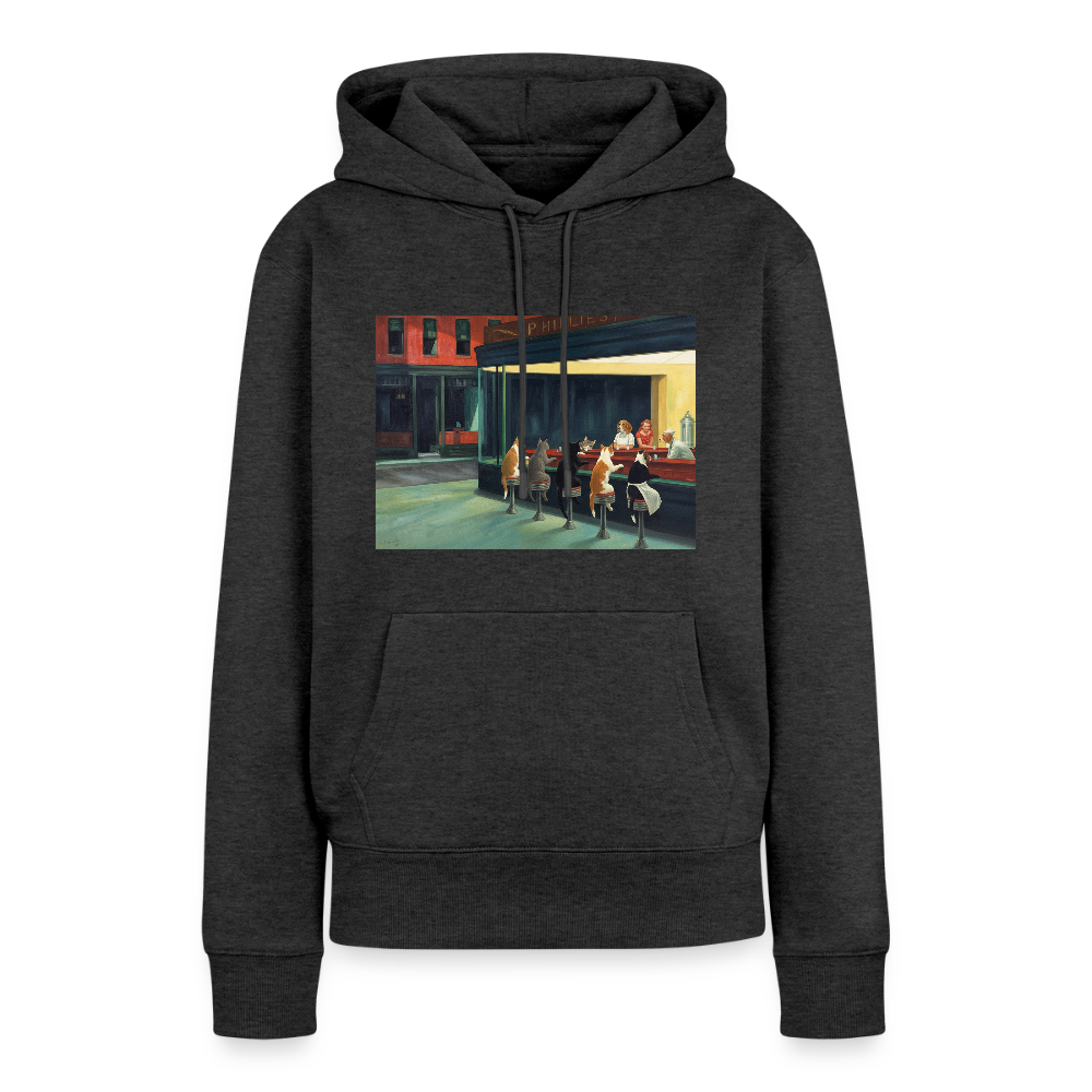 Wenn Hopper Katzen gemalt hätte | Frauen Premium Hoodie - Anthrazit meliert