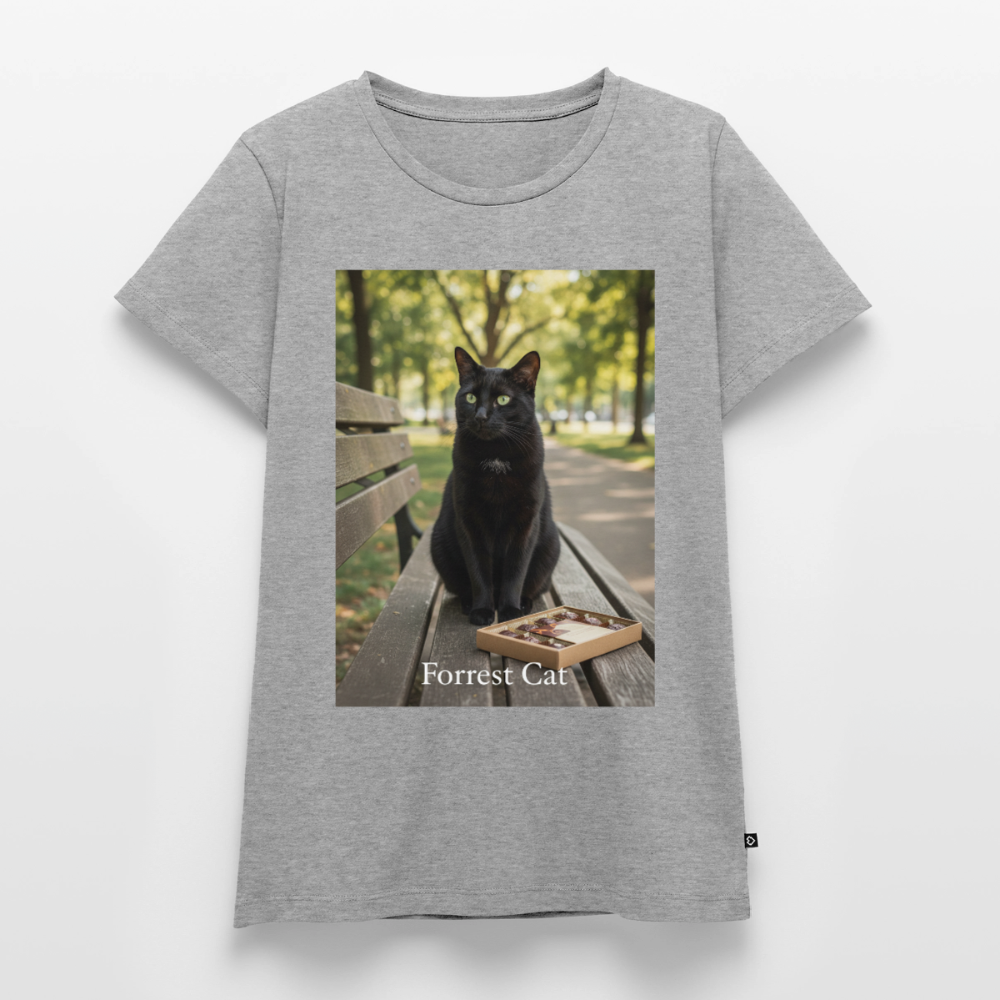 Forrest Cat – Krümel wartet | Frauen Premium T-Shirt - Grau meliert
