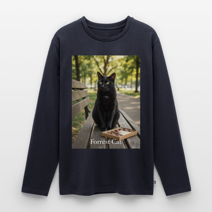 Forrest Cat – Krümel wartet | Männer Premium Bio Langarmshirt - Navy