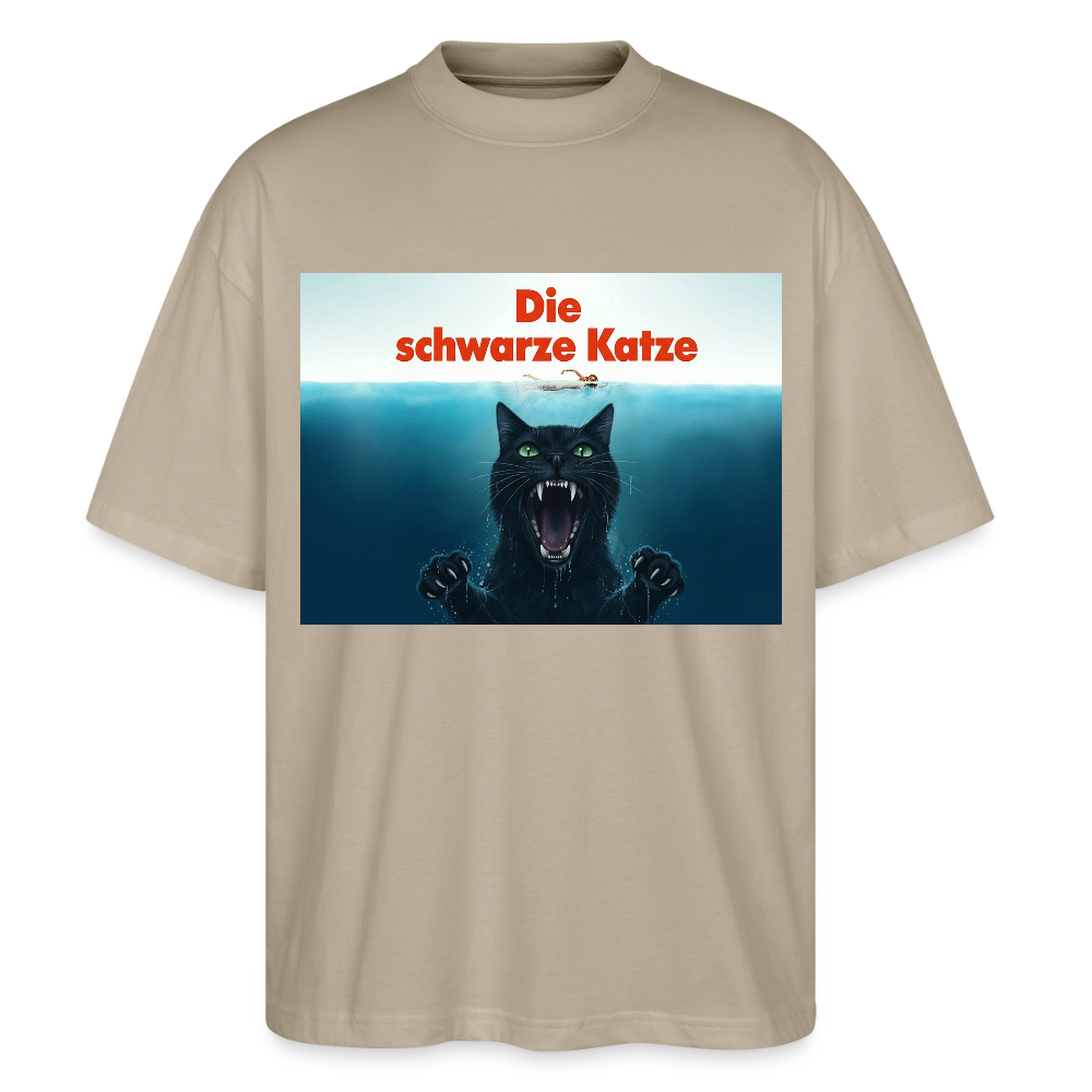 Die schwarze Katze – Krümel taucht auf  | Stanley/Stella Oversized Unisex Bio T-Shirt Blaster - Steingrau