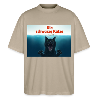 Die schwarze Katze – Krümel taucht auf  | Stanley/Stella Oversized Unisex Bio T-Shirt Blaster - Steingrau