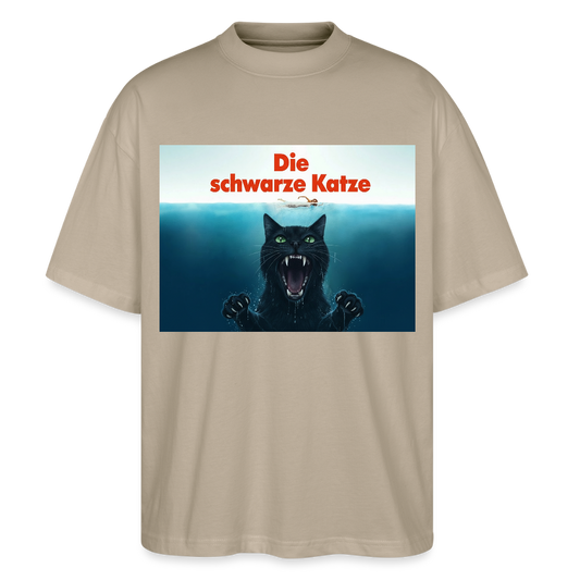 Die schwarze Katze – Krümel taucht auf  | Stanley/Stella Oversized Unisex Bio T-Shirt Blaster - Steingrau