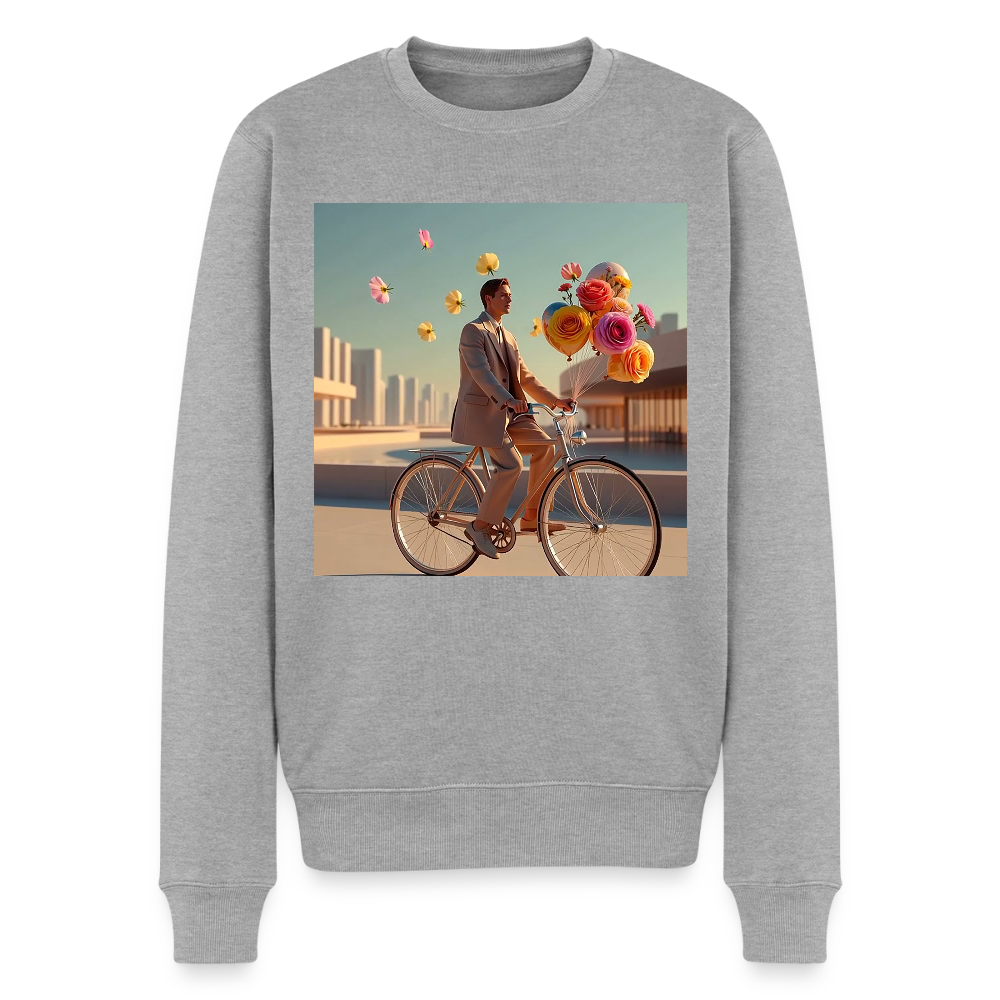 Fahrt ins Ungewisse (mit Blumen) |  Männer Premium Pullover - Grau meliert