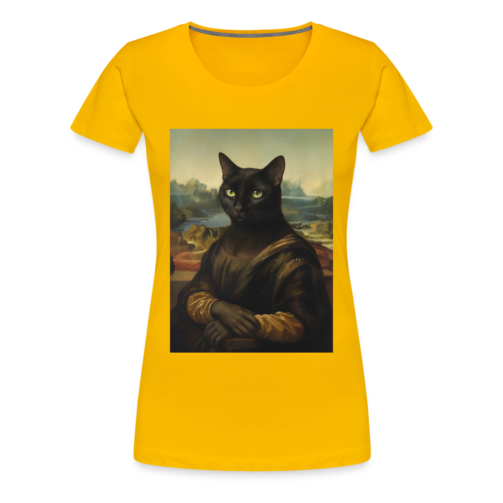 Mona Lisa… aber es ist eine Katze | Frauen Premium T-Shirt - Sonnengelb