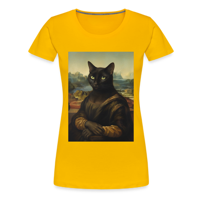 Mona Lisa… aber es ist eine Katze | Frauen Premium T-Shirt - Sonnengelb