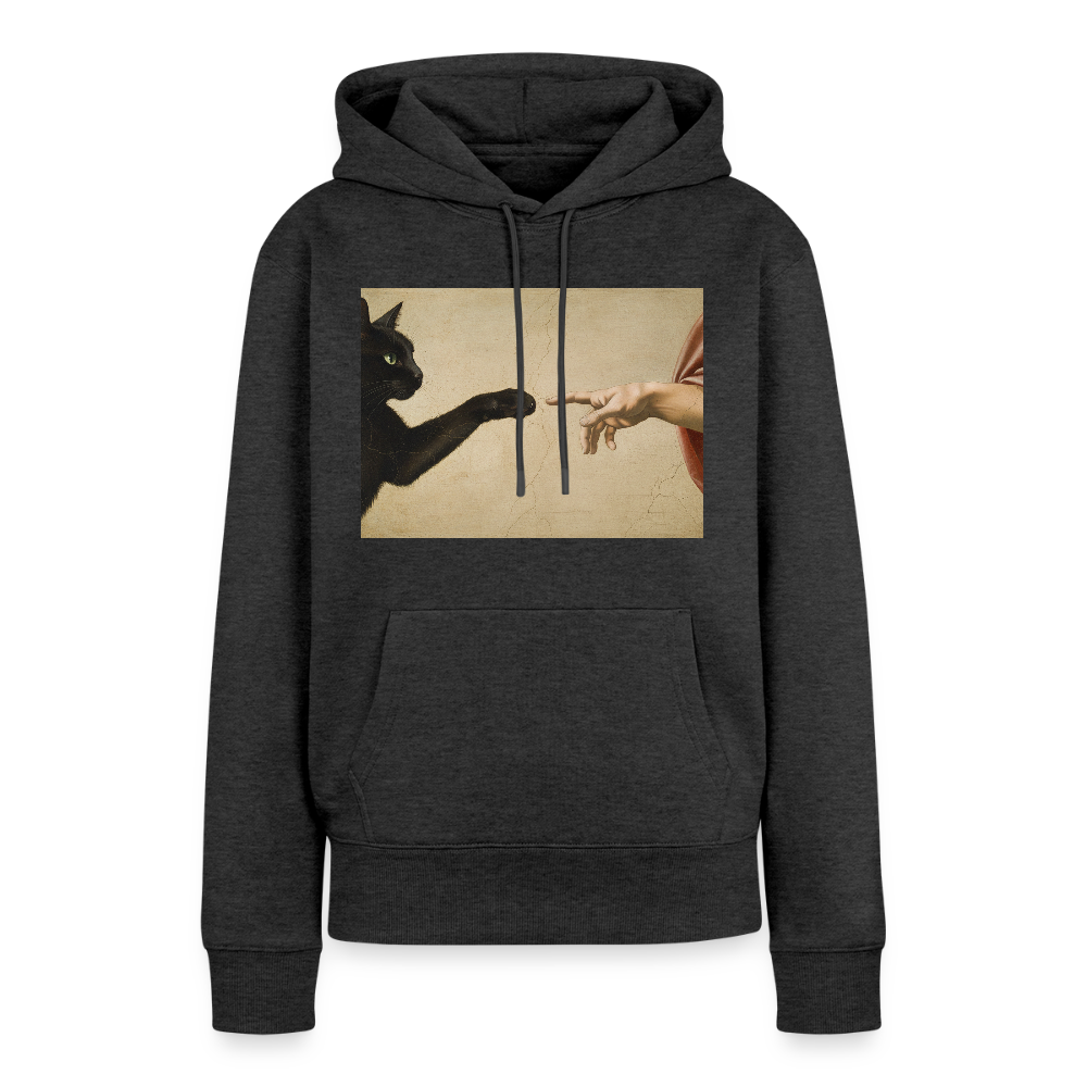 Die Erschaffung Adams… aber die Katze war schneller | Frauen Premium Hoodie - Anthrazit meliert