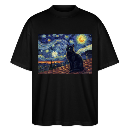 Sternennacht… aber die Katze denkt nach | Stanley/Stella Oversized Unisex Bio T-Shirt Blaster - Schwarz