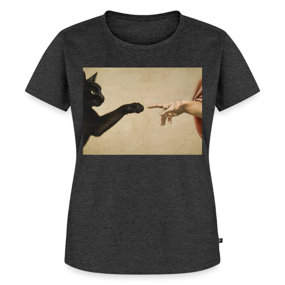 Die Erschaffung Adams… aber die Katze war schneller | Frauen Premium T-Shirt - Anthrazit meliert