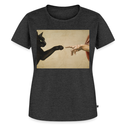 Die Erschaffung Adams… aber die Katze war schneller | Frauen Premium T-Shirt - Anthrazit meliert