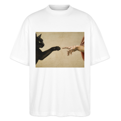 Die Erschaffung Adams… aber die Katze war schneller | Stanley/Stella Oversized Unisex Bio T-Shirt Blaster - Weiß