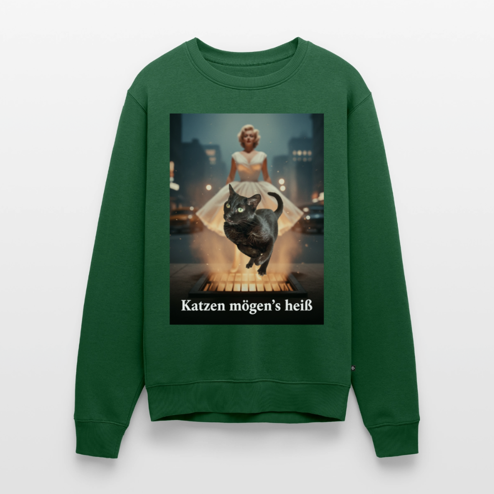 Katzen mögen’s heiß |  Männer Premium Pullover - Flaschengrün