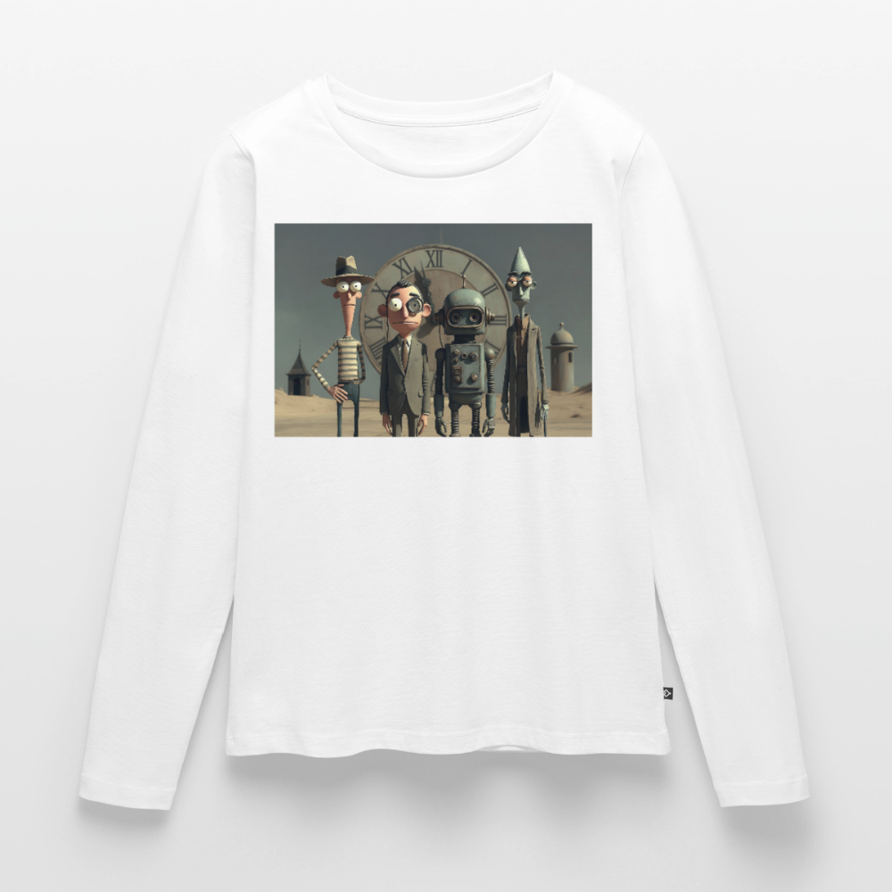 Pünktlich zu spät – Die seltsame Gesellschaft | Frauen Premium Bio Langarmshirt - Weiß