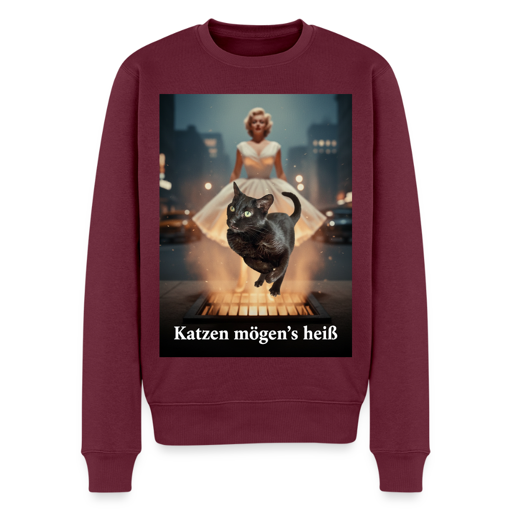 Katzen mögen’s heiß |  Männer Premium Pullover - Burgunderrot