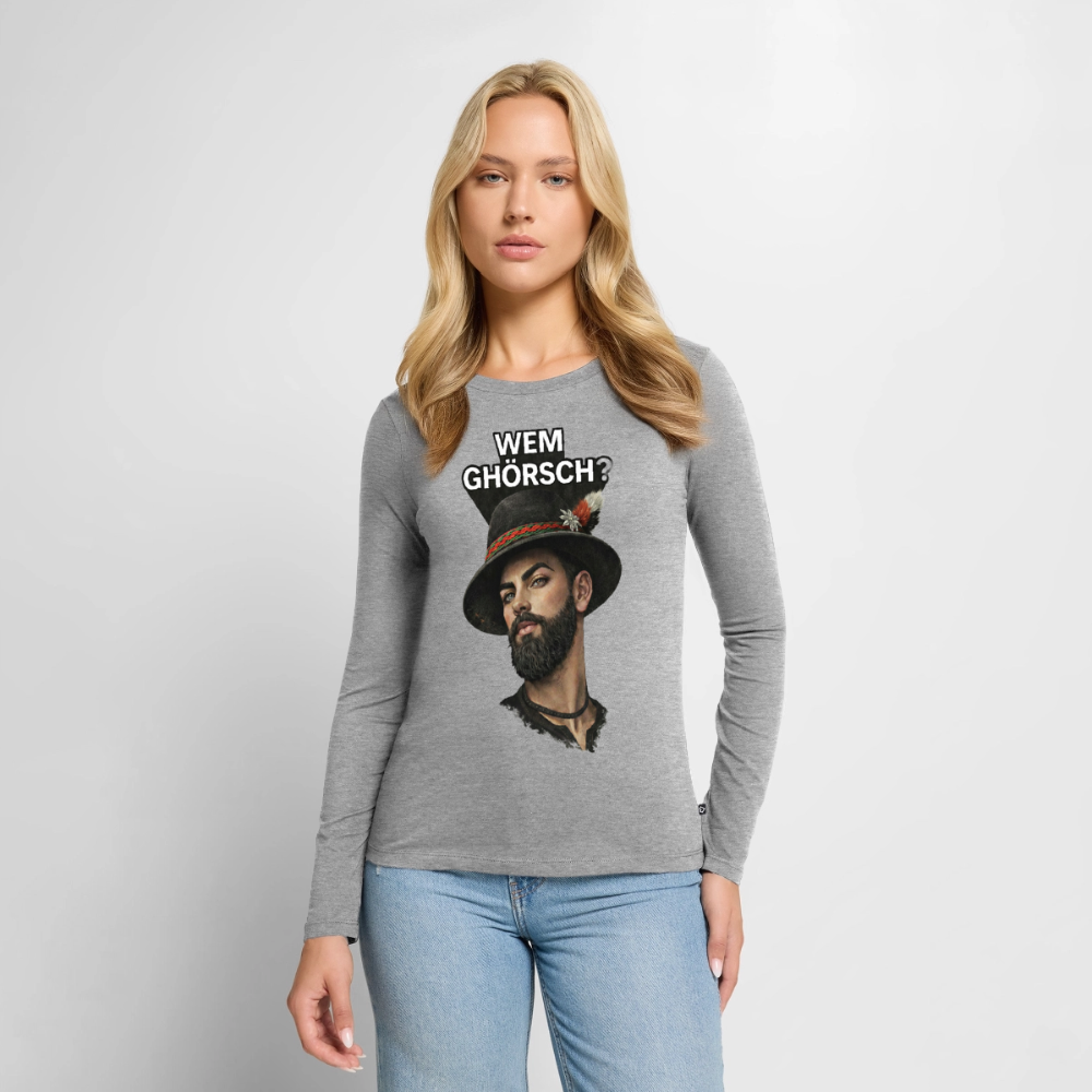 Wem ghörsch? – Alemannische Klärung | Frauen Premium Bio Langarmshirt - Grau meliert