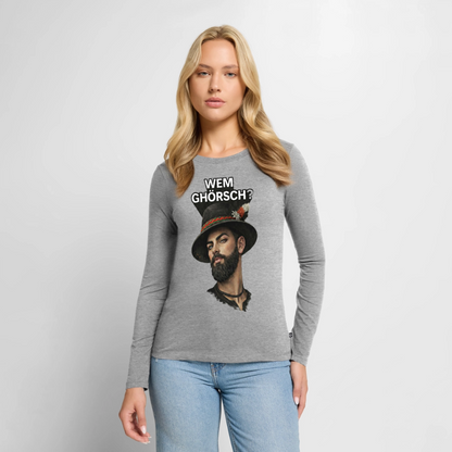 Wem ghörsch? – Alemannische Klärung | Frauen Premium Bio Langarmshirt - Grau meliert