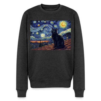 Sternennacht… aber die Katze denkt nach |  Männer Premium Pullover - Anthrazit meliert