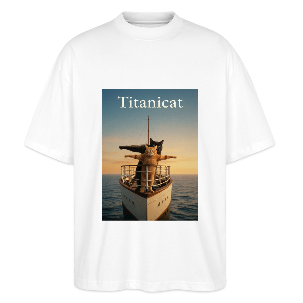 Titanicat – Ich bin der König der Kratzbäume | Stanley/Stella Oversized Unisex Bio T-Shirt Blaster - Weiß