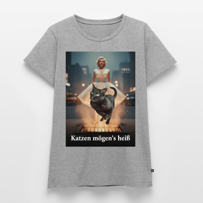 Katzen mögen’s heiß | Frauen Premium T-Shirt - Grau meliert