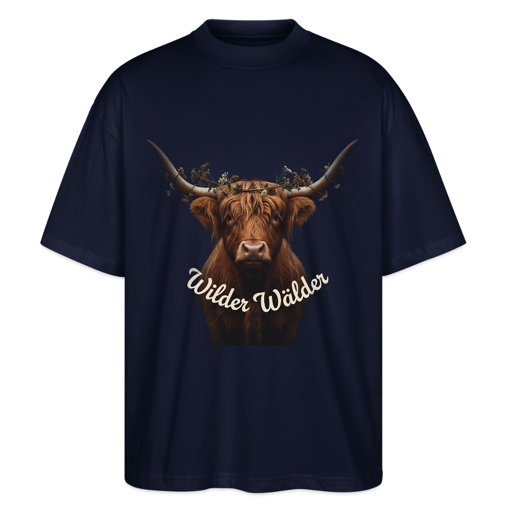 Wilder Wälder – Schwarzwald Highland Rind | Stanley/Stella Oversized Unisex Bio T-Shirt Blaster - Navy