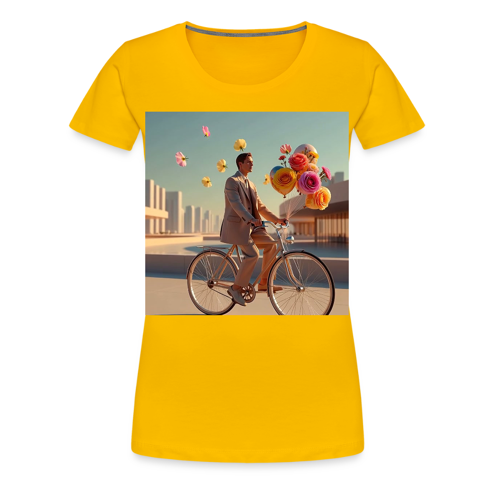Fahrt ins Ungewisse (mit Blumen) | Frauen Premium T-Shirt - Sonnengelb