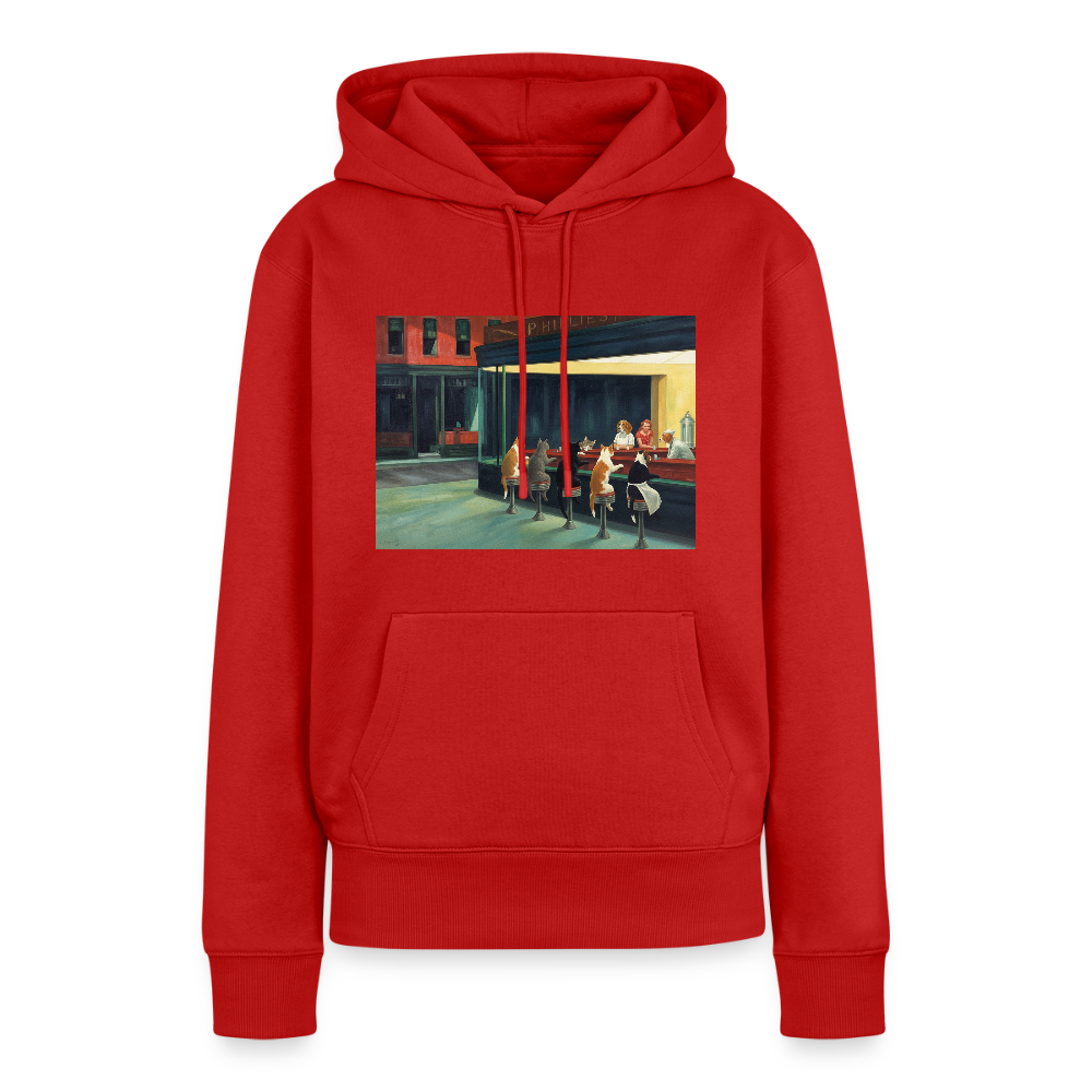 Wenn Hopper Katzen gemalt hätte | Frauen Premium Hoodie - Rot