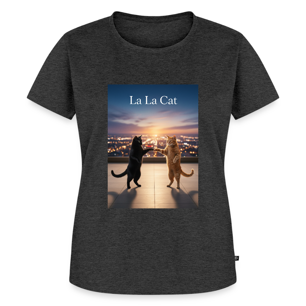 La La Cat – Tanz über den Dächern | Frauen Premium T-Shirt - Anthrazit meliert