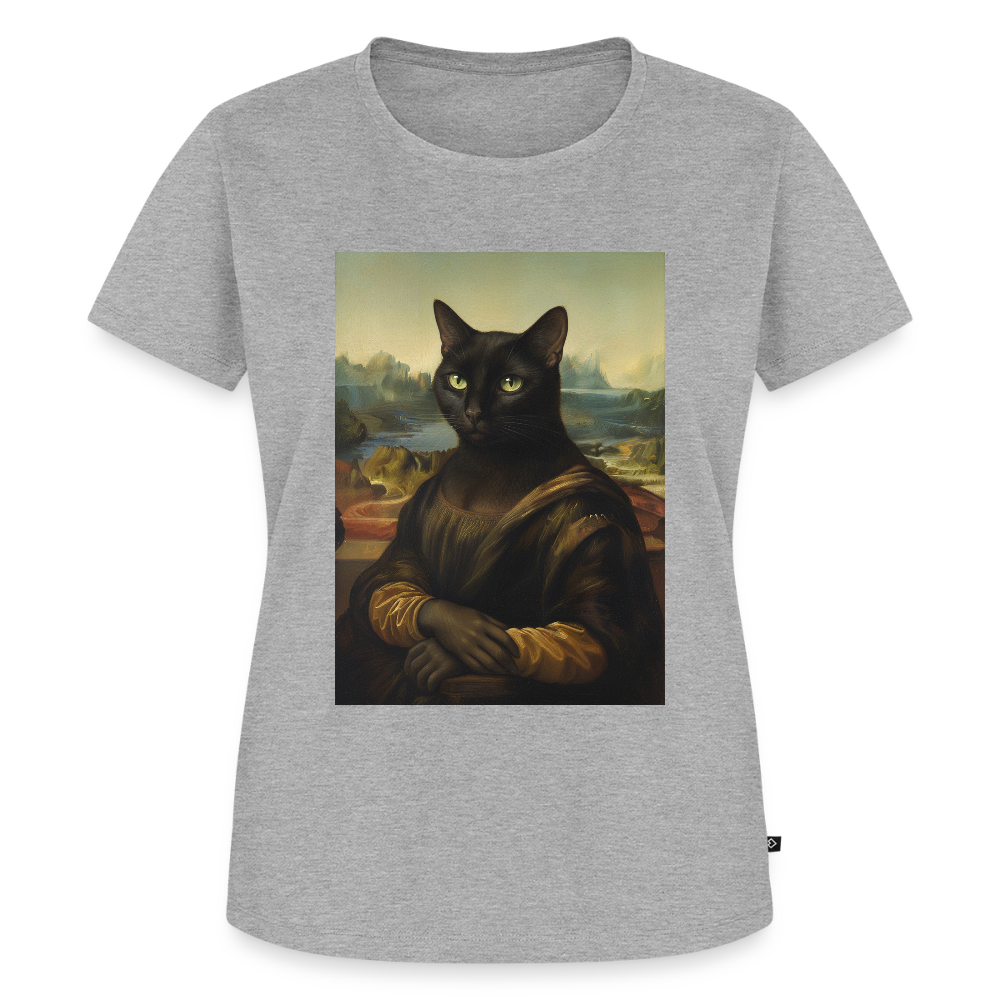 Mona Lisa… aber es ist eine Katze | Frauen Premium T-Shirt - Grau meliert