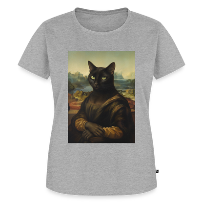 Mona Lisa… aber es ist eine Katze | Frauen Premium T-Shirt - Grau meliert
