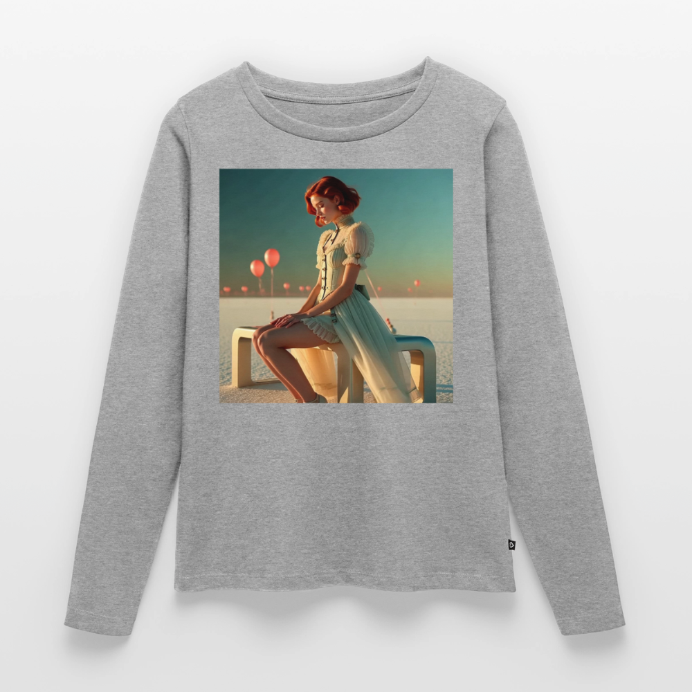 Leise Gedanken bei lauter Farben | Frauen Premium Bio Langarmshirt - Grau meliert