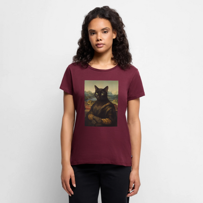Mona Lisa… aber es ist eine Katze | Frauen Premium T-Shirt - Burgunderrot