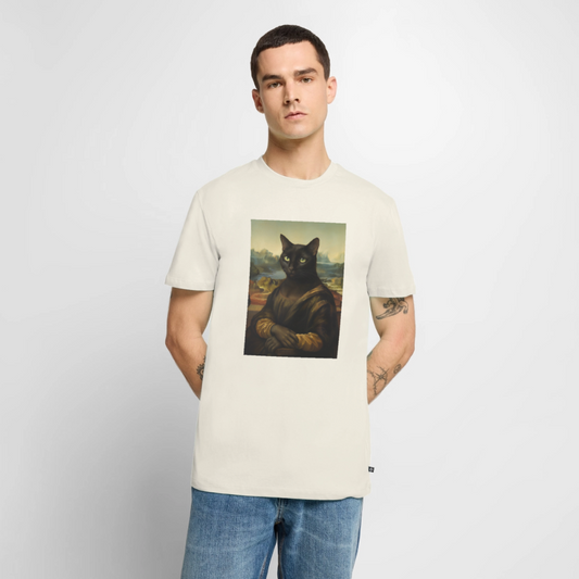 Mona Lisa… aber es ist eine Katze | Männer Premium T-Shirt - Naturweiß