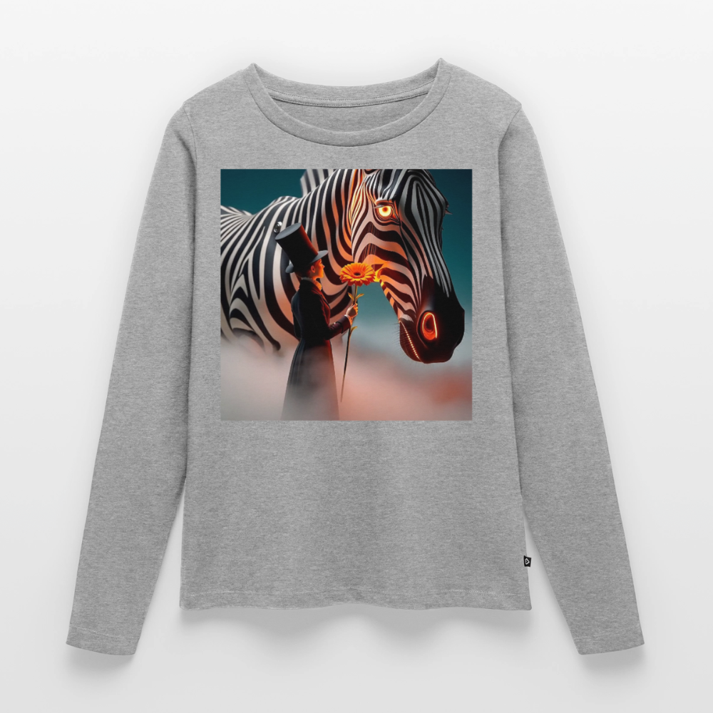 Blumen für ein Zebra | Frauen Premium Bio Langarmshirt - Grau meliert