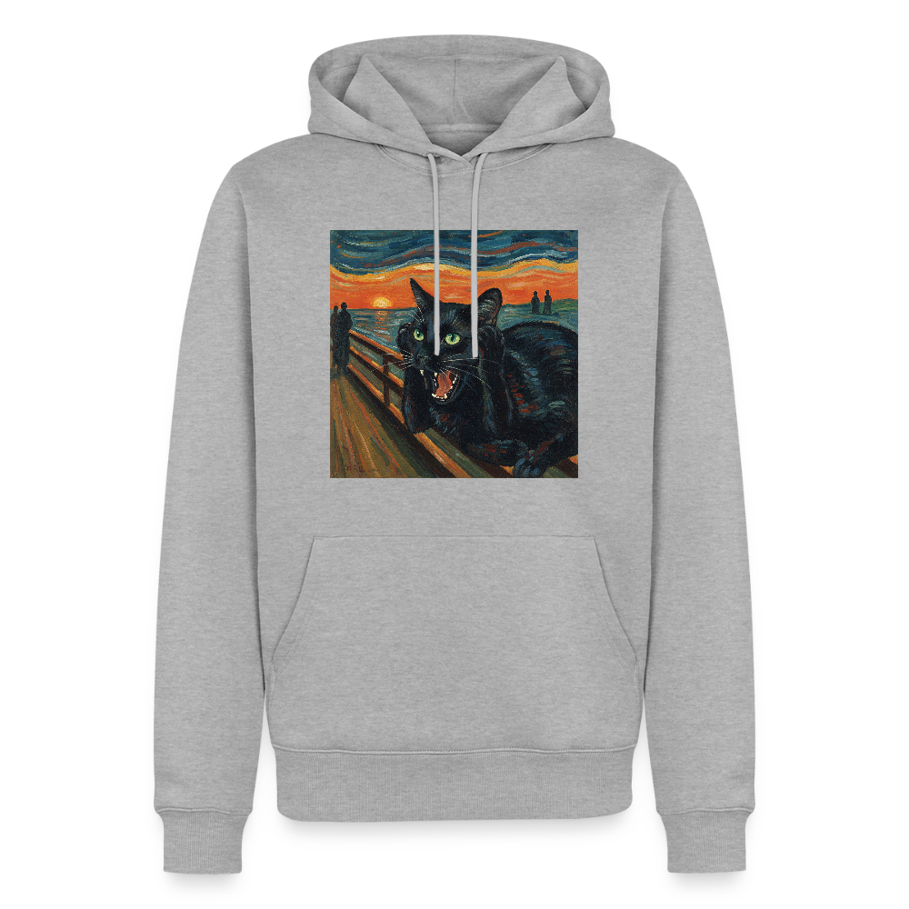 Der Schrei… aber die Katze hat’s zuerst gemerkt | Männer Premium Hoodie - Grau meliert