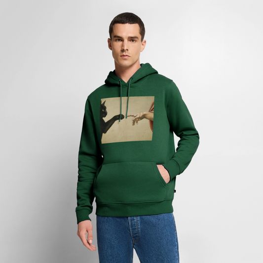 Die Erschaffung Adams… aber die Katze war schneller | Männer Premium Hoodie - Flaschengrün
