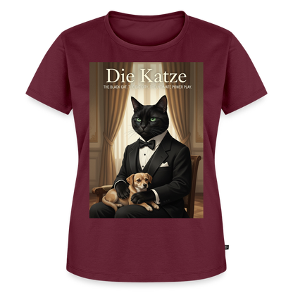 Die Katze – Krümel regelt das | Frauen Premium T-Shirt - Burgunderrot