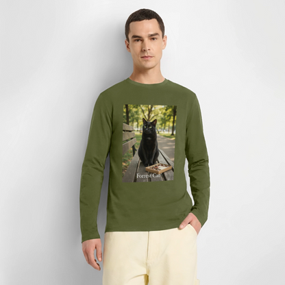 Forrest Cat – Krümel wartet | Männer Premium Bio Langarmshirt - Khaki